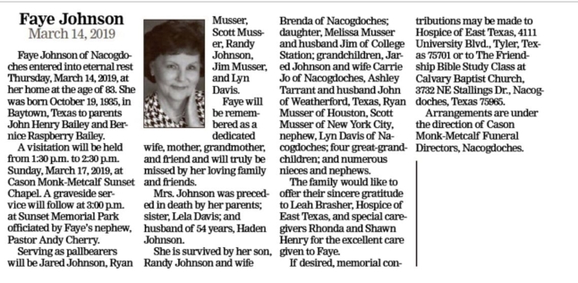 nacogdoches daily sentinel obit